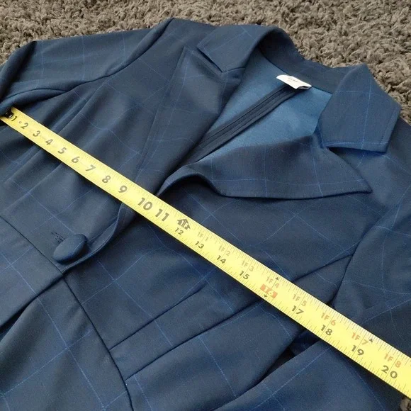 Cabi Women's Checkout Blazer 10 Jacket Sunset Kiss Blue Check Kick Pleat‎ Career - Picture 11 of 13